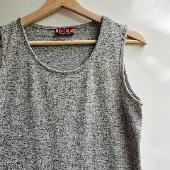 Sleeveless Gray Tunic Top With Abstract Hem Design By Isle - Picture 7 of 8